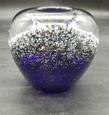 Thomas Webb Attribute Blue Hand Blown Crystal Tea Light Candle Holder /Vase picture