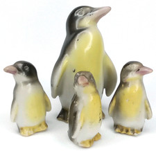 Antique 1930s Ceramic Emperor Penguin Set Of 4 Made In Japan picture