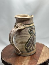 Art Pottery Pitcher Vase Handled Beautiful Glaze Pottery Signed picture