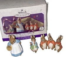 Hallmark Ornament The Tale of Peter Rabbit Beatrix Potter 1999 Boxed 3 pc Set picture
