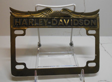 Vintage Harley-Davidson License Plate Frame Solid Brass Chrome Eagle MLF 1648 picture
