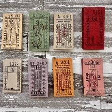 Vintage UK Transportation Tickets; Set Of 8, One of Each Color; Ephemera, Bus picture