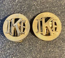 1952/1956 DWIGHT D EISENHOWER IKE CAMPAIGN ELECTION GOLD TONE Earrings picture