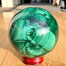 490G Rare Natural Malachite quartz hand Carved sphere Crystal Healing Gem ball picture
