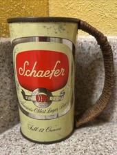 1950'S SCHAEFER Fine BEER Flat Top BEER CAN Drinking Mug Cup DIY Folk Art NYC picture