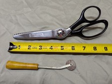vintage sewing tools supplies lot. Craftsman pinking shears and pattern wheel picture