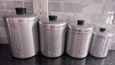 VINTAGE METASCO ALUMINUM WARE NESTING CANISTER SET MADE IN USA 1950/1960 picture