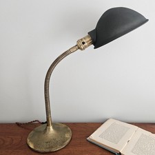 Vintage Faries Brass Gooseneck Desk Lamp.  Antique Office Lamp. picture