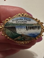 Vintage Hand Painted Niagra Falls Souvenir Pin picture