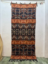 Antique Gorgeous Indonesian Ikat Technique Textile Cloth Wall Hanging 225x100 Cm picture