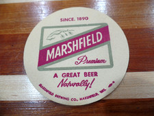 HARD TO FIND MARSHFIELD PREMIUM BEER COASTER MARSHFIELD BRG MARSHFIELD WISCONSIN picture