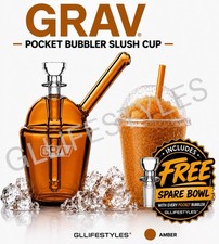 GRAV Slush Cup Pocket Bubbler PREMIUM QUALITY Glass Small Travel Bong Hand Pipe picture