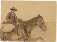 Frank Meadow Sutcliffe Farmer Straw Hat on Horse Albumen Photo Signed picture