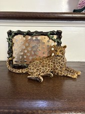 EXCELLENT VINTAGE JAY STRONGWATER Leopard Cheetah  CRYSTAL ENAMEL FRAME picture