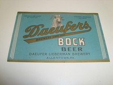 Circa 1940s Daeufers Bock Beer IRTP Label, Lieberman Brewing, Allentown, PA picture
