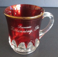Early 20th Century Souvenir Ruby Stained Glass Cup Kittanning Pennsylvania picture