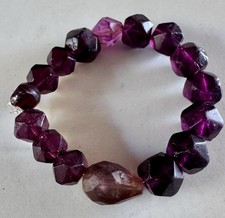 Antique Czech Bohemian Faceted RARE Purple Amethyst Russian Blue Trade Beads picture