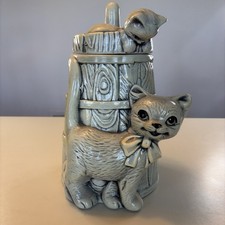 RARE Vintage Retro Twin Winton Cookie Jar Butter Churn Cat Kitten Bow picture