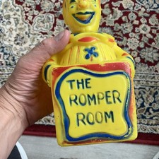 MCM Vintage ROMPER ROOM Plastic CLOWN Coin BANK - 1960's. Blow Molded picture