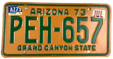 Vintage Arizona 1973 1975 Auto License Plate REH-657 Garage Man Cave Wall Decor picture