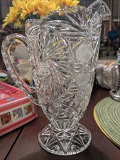 Anna Hutte Bleikristall Imperlux Footed Crystal cut glass Pitcher West Germany picture
