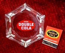 very rare 1940's Double Cola Soda Glass Ashtray & Full Matchbook-Chatanooga, Tn picture