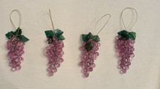 Bunch of Grapes Acrylic Jewels Ornaments Purple Violet Iridescent Lot of 4 picture