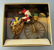 Hallmark 1982 Tree Trimmer Cycling Santa Christmas Vintage Ornament picture