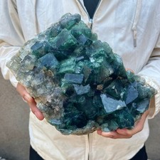 8.9lb Large NATURAL Green Cube FLUORITE Quartz Crystal Cluster Mineral Specimen picture