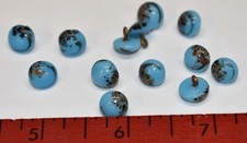VINTAGE TURQUOISE millefiore BUTTONS JAPAN GLASS BEADS • 9mm  FLORAL picture