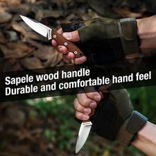 DURATECH Compact Fixed Blade Knife 6'' Full Tang Wood Handle with Molded Sheath picture