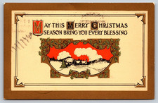 Vintage Postcard, 1916 Christmas, Art, Blessings, Stamped, Posted picture