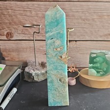 8” Caribbean Calcite Crystal Tower | 1.3 lb Blue Aragonite Calcite Point w/ Natu picture