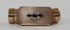 VTG CORONA PARIS GOLD TONE LIPSTICK HOLDER CASE W/ MIRROR & RHINESTONES 1930s picture