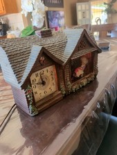 VINTAGE HADDON ANIMATED LIGHTED HOME SWEET HOME ROCKING GRANDMA CLOCK picture