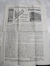 c.1885 E.P. Waite Crayon Portraits Advertising Circular New York Victorian picture