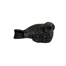 Soapstone Sea Otter Seal Black White Figurine Wolf Originals Canada 3.5” picture