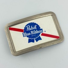 Vtg Fisher USA Pabst Blue Ribbon Beer Belt Buckle Advertising Brewery picture