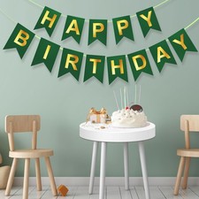 Green Happy Birthday Banner,Dark Green and Gold Party Decorations Sigh for De... picture