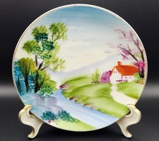 Vintage Hand Painted Japanese Porcelain Plate - Countryside Scene picture