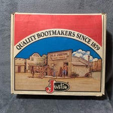 Vintage Justin Boots Empty Cardboard Storage Box Western Graphics Style 0502 picture