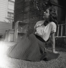 a25 Negative 1950's California Pretty Woman Posing Outdoors Fashion 643a picture