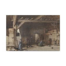 Johannes Bosboom - Interieur van een boerendeel bij Hilversum - Canvas Wall Art picture