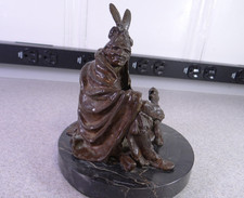 Vintage Carl Kauba Bronze Shaman Native American Indian with Marble Base picture