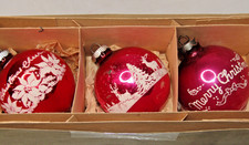 Lot VTG Glass Stencil Pictured MERRY DEER BALL Christmas Ornaments Shiny Brite picture