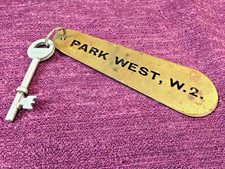 Vintage PARK WEST HOTEL, W.2. Hotel Key & Fob Skeleton Key Rare picture
