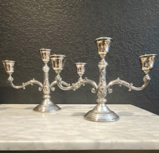 Pair of Vintage Sheridan Silver Plated 3 Candle Holder Candelabras picture