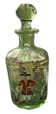 ANTIQUE ENAMELED STIEGEL GLASS DECANTER Made In PA 7 1/2 “ Tall. picture