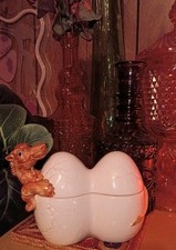 VTG Taste Seller by Sigma Ceramic Camel Egg Jokes Double Lidded Candy Dish Jar picture