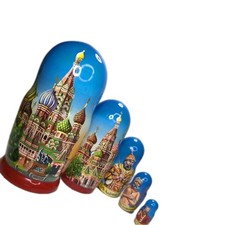 Authentic Golden Cockerel Russian Nesting Dolls Matryoshka St Basil Cathedral picture